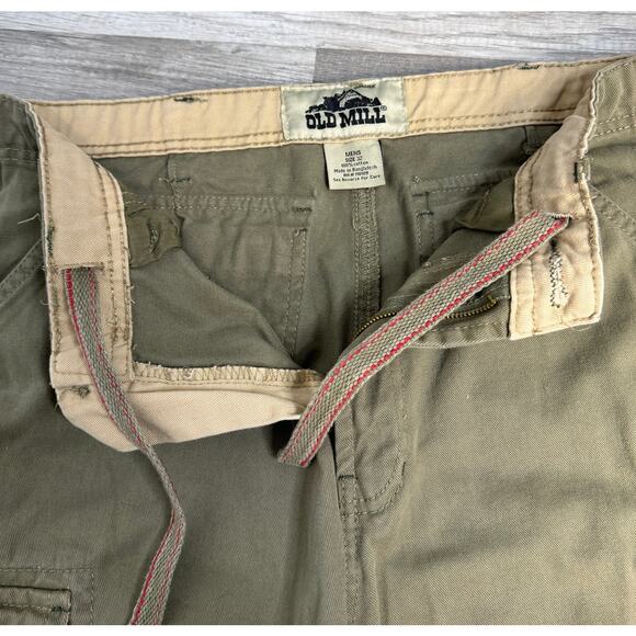 Old Mill Men’s Cargo Shorts Size 32 Hidden Drawstring Green - Picture 4 of 5